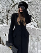 Casual Coats Ladies Autumn Winter Elegant Jacket Lapel Long Coat Women