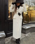 Casual Coats Ladies Autumn Winter Elegant Jacket Lapel Long Coat Women