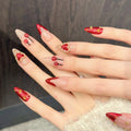 Luxury High Quality Manicure Reusable Full Cover Artificial Red French Nail Tips Almond Press on Nails Handmade