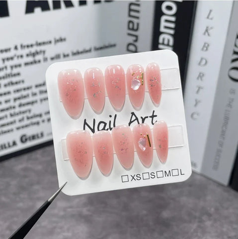Fashionable Almond Nail Decals Popular Press Glue for Finger Application