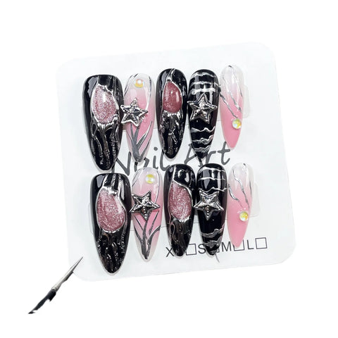 New Style Hand-made Wearable Nail Spray Gun Blush Medium and Long Nail Art Patches Flash Personalized Wearable Nail