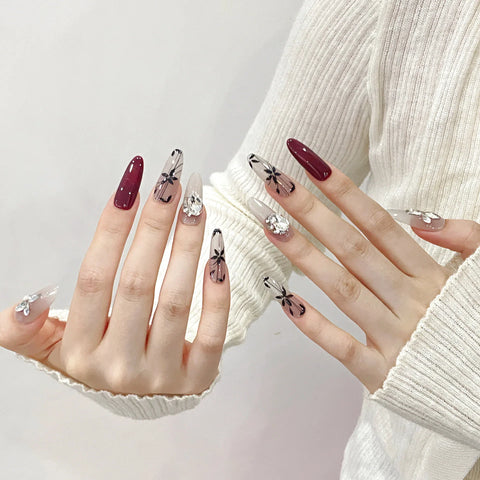 Handmade  Full Cover French Gel Detachable Hand Pressing Luxury Artificial False Nails Sticky Nails