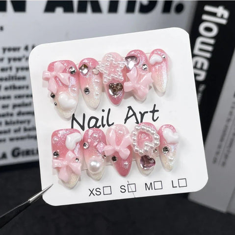 Fashionable Almond Nail Decals Popular Press Glue for Finger Application