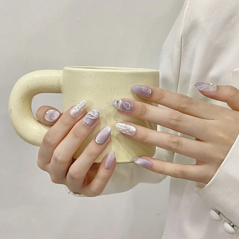 High Quality  Press on Nails Cat Eye Removable False Nails  ABS Gel Nail