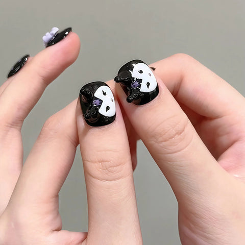 New Style 3D Hand-molded Cute Polka Dot Bow Short Nails