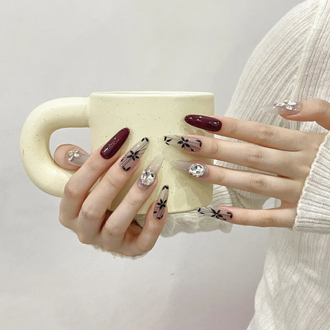 Handmade  Full Cover French Gel Detachable Hand Pressing Luxury Artificial False Nails Sticky Nails