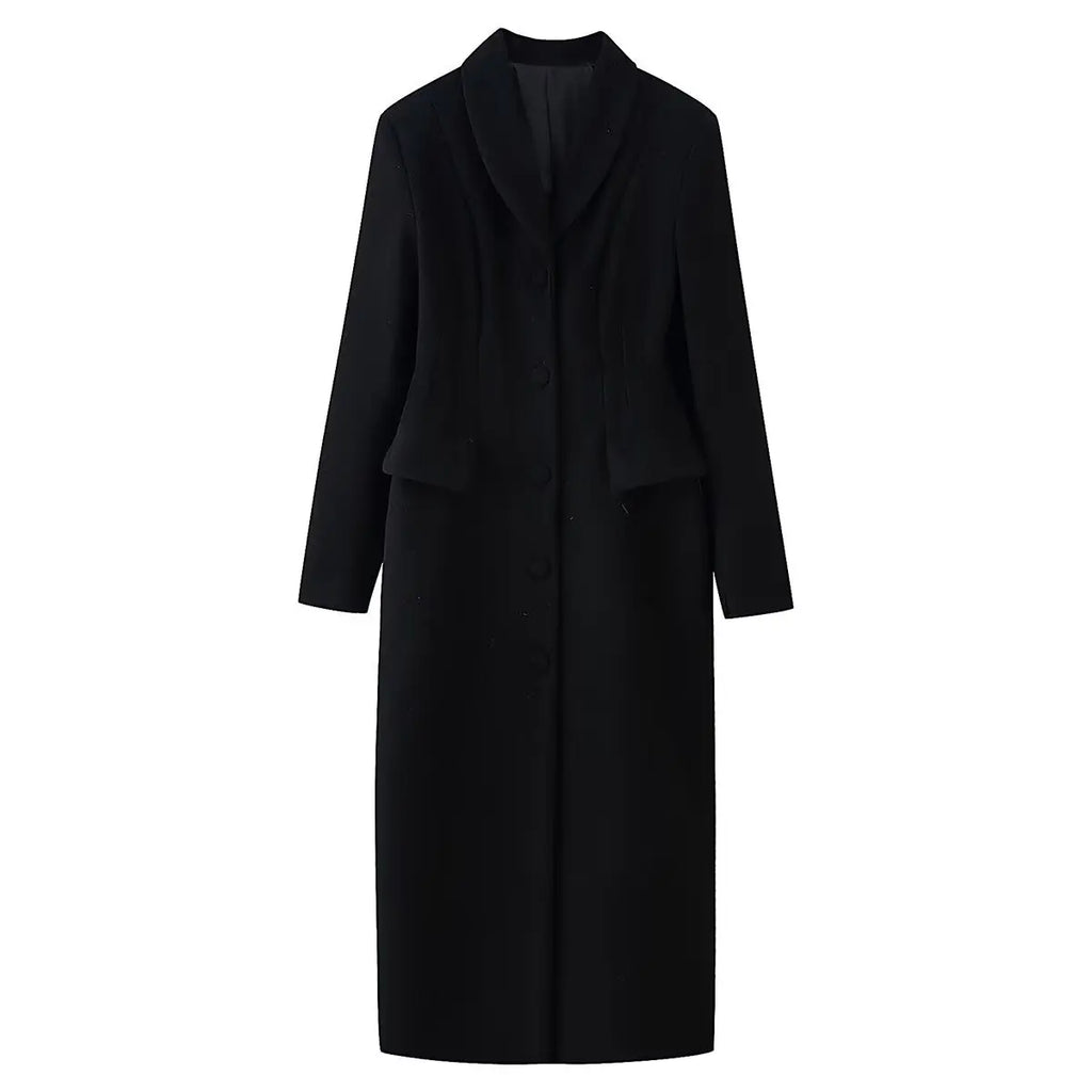 Casual Coats Ladies Autumn Winter Elegant Jacket Lapel Long Coat Women