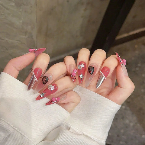 French Gel Detachable Hand Pressing Luxury Beautiful Glitter Luxury Customized French Gel Press on Nails
