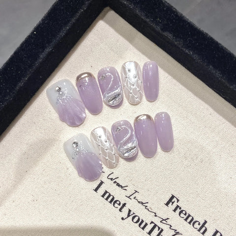 High Quality  Press on Nails Cat Eye Removable False Nails  ABS Gel Nail
