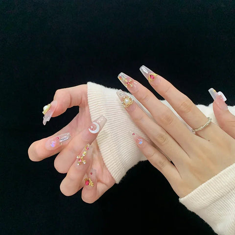 Transparent Full Cover Sailor Moon Artificial Nails Love Soft Gel Press on Nails