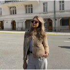 Elegant Women Camel Tweed Jacket 2025 Autumn Long Sleeve Button Frayed Cropped Jacket Female Fashion O-neck Pocket Short Coats