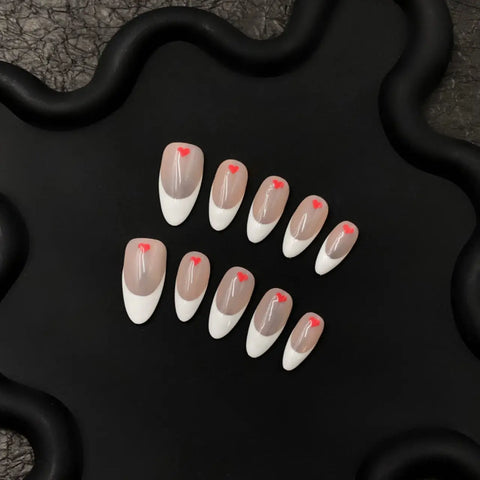 Nude French High Quality Acrylic False Nails Short Almond  Press on Nails