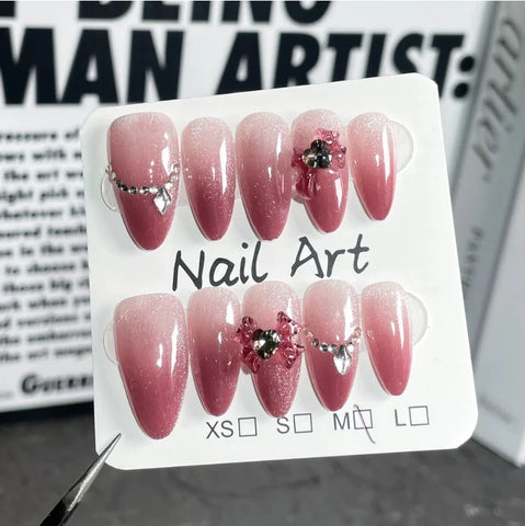 Fashionable Almond Nail Decals Popular Press Glue for Finger Application
