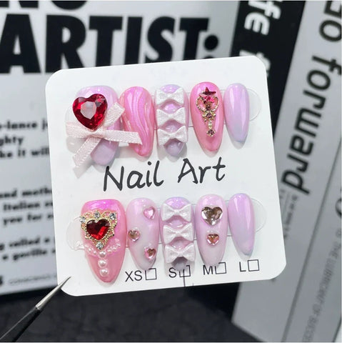 Fashionable Almond Nail Decals Popular Press Glue for Finger Application
