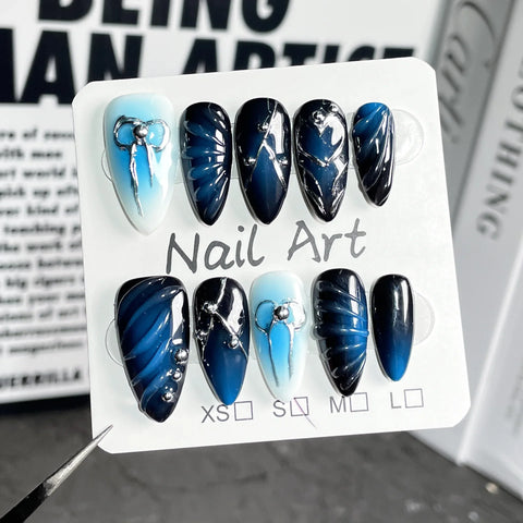 Hand-made Wearable Nails Sweet and Cool Hot Girl Hand-painted Relief Blush Nails