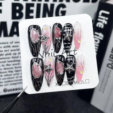 New Style Hand-made Wearable Nail Spray Gun Blush Medium and Long Nail Art Patches Flash Personalized Wearable Nail