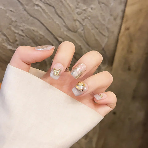 High Quality Luxury Ballerina Coffin Gel Stick on Nails Full Cover Handmade Press on Nails