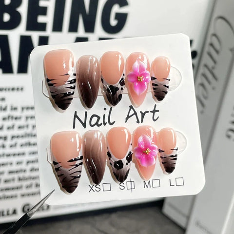 Fashionable Almond Nail Decals Popular Press Glue for Finger Application
