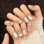 High Quality Cat Eye Artificial Nails Glitter Nail Tips Reusable Full Cover Handmade French Press on Nails