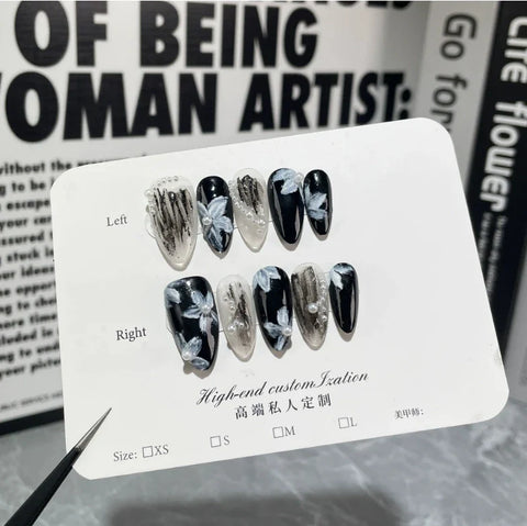 Fashionable Almond Nail Decals Popular Press Glue for Finger Application