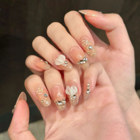 3D Press on Nails Fish Tail Beach Stranded Blush Cat Eye Spring and Summer Medium Length Fully Handcrafted Wearable Nails