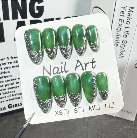 Fashionable Almond Nail Decals Popular Press Glue for Finger Application
