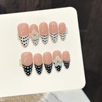 Handmade Press Ons 3D Flower High Quality White and Black Classic French Nail Art  Almond Artificial Nail Tips