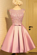 Apliques de Vestido de Fiesta con Lazo y Satén, Corto
