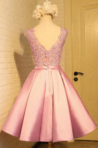 Apliques de Vestido de Fiesta con Lazo y Satén, Corto