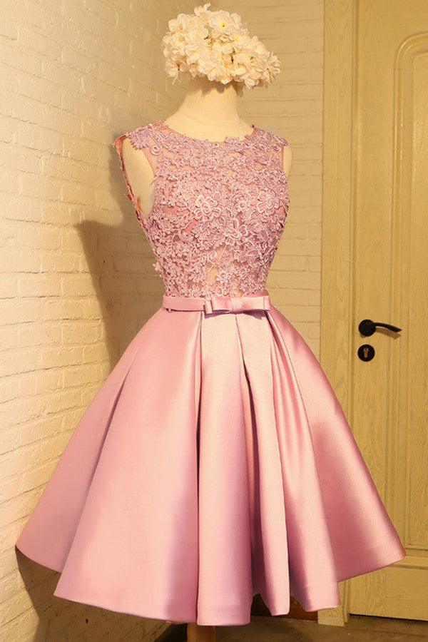 Apliques de Vestido de Fiesta con Lazo y Satén, Corto