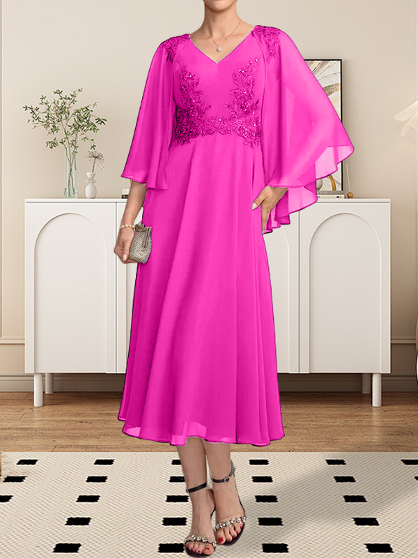 Vestido de gasa con encaje y escote en V, largo hasta la rodilla, para madre de la novia, con lentejuelas y abalorios