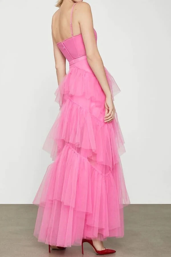 A-line Tiered Tulle Princess Prom Dresses, Long Formal Dresses