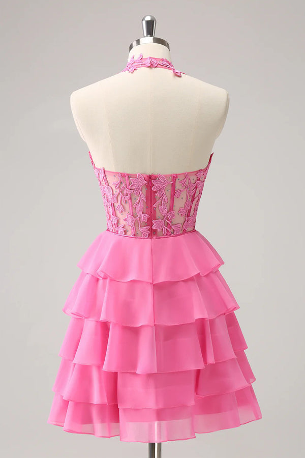 Trägerloses, gestuftes Korsett-Heimkehrer-Kleid in A-Linie