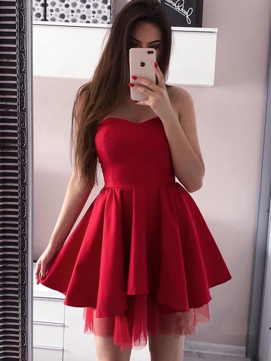 A-line Sweetheart Satin Homecoming Dresses