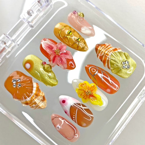 Hot SaleFlower ShellsHandmade Artificial Gel Nail Press-On Nails