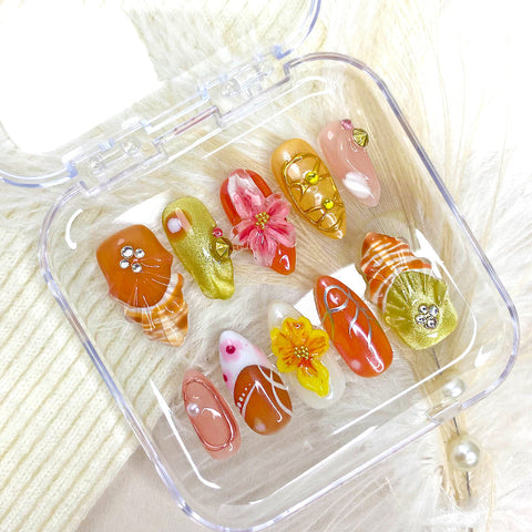 Hot SaleFlower ShellsHandmade Artificial Gel Nail Press-On Nails