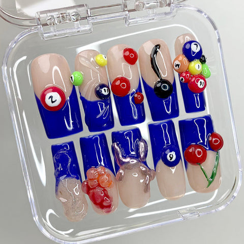 Billiards TimeCarefully designed pure handmade press-on gel nails