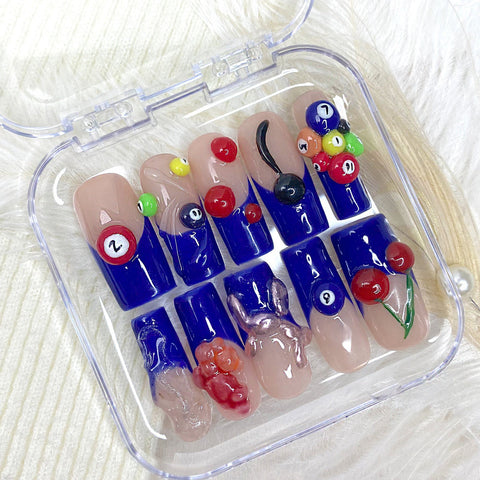 Billiards TimeCarefully designed pure handmade press-on gel nails