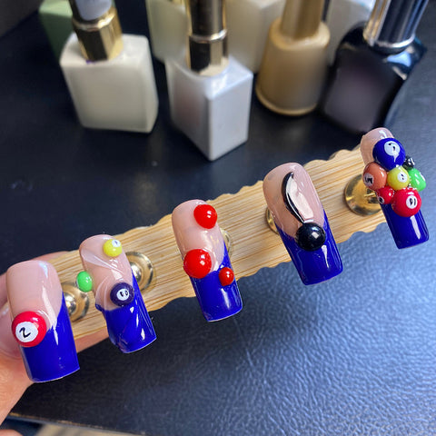 Billiards TimeCarefully designed pure handmade press-on gel nails