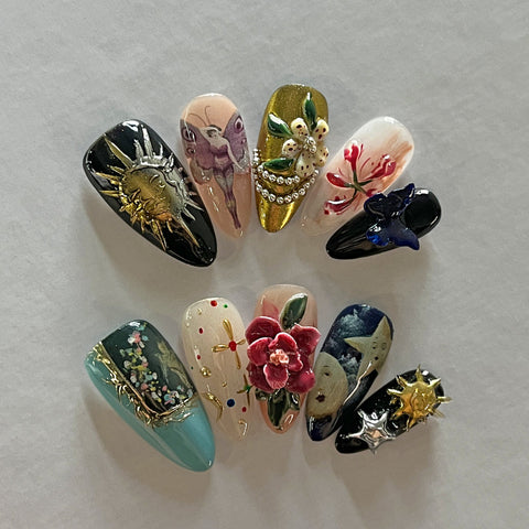 NewCharm Miss's Press On Nails 10 Pcs 3D Salon DesignCarefully designed pure handmade press-on gel nails