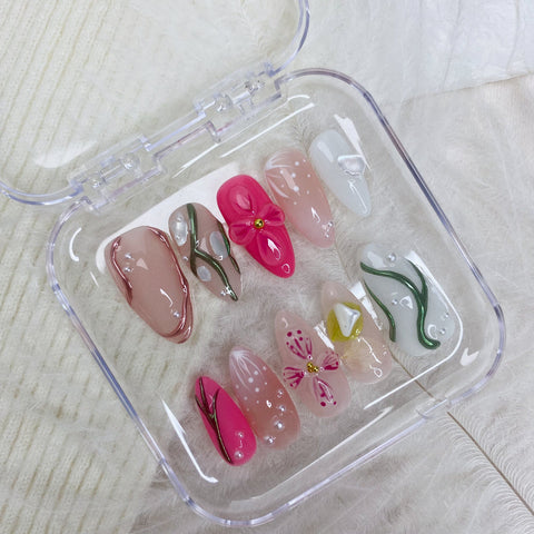 Hot SaleFlower Vine and FlowerHandmade Artificial Gel Nail Press-On Nails