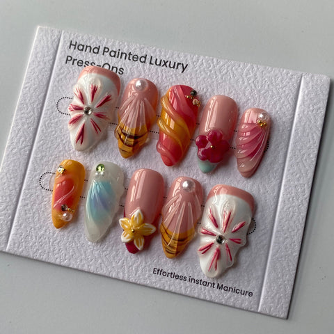 Pinky BlossomCarefully designed pure handmade press-on gel nails
