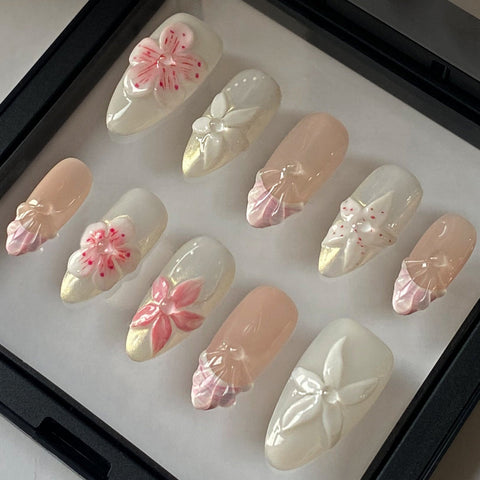 Hot SaleClassic BlossomHandmade Artificial Gel Nail Press-On Nails