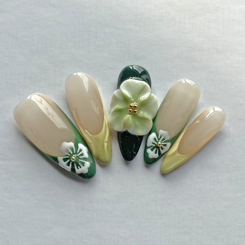 Hot SaleGreen 2024 New Press On nail DesignHandmade Artificial Gel Nail Press-On Nails