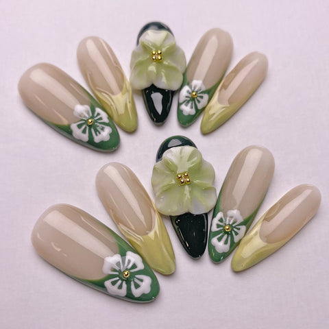 Hot SaleGreen 2024 New Press On nail DesignHandmade Artificial Gel Nail Press-On Nails