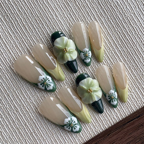 Hot SaleGreen 2024 New Press On nail DesignHandmade Artificial Gel Nail Press-On Nails