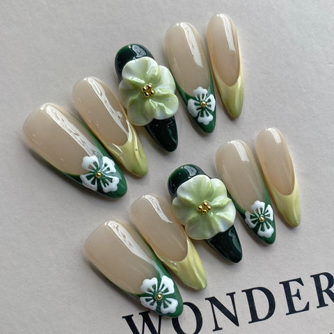 Hot SaleGreen 2024 New Press On nail DesignHandmade Artificial Gel Nail Press-On Nails