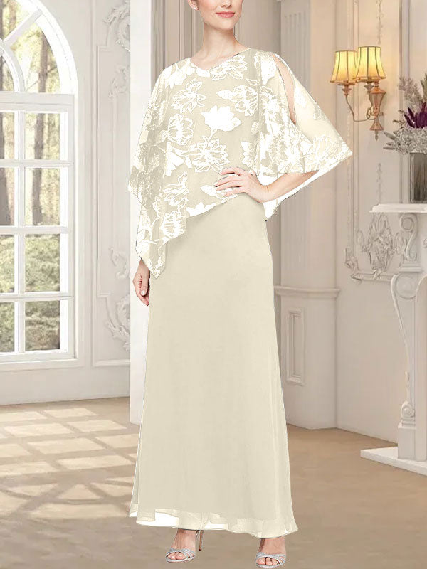 Langes Glitzer-Mesh-Kleid mit neuartigem asymmetrischem Überwurf-Oberteil 