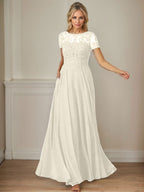 Dunkelblaues A-Linien-Pailletten-Chiffonkleid mit U-Boot-Ausschnitt 