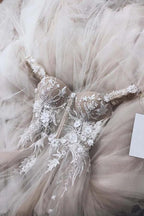 Ivory Off Shoulder Sweetheart Long Wedding Dresses with Lace Appliques